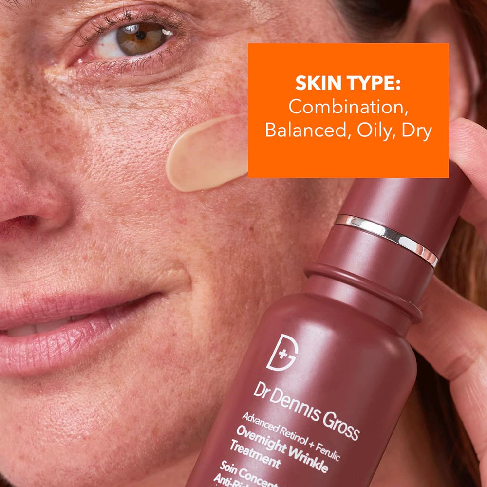 Dr Dennis Gross product texture image reveals lotion-like formula for overnight renewal.
