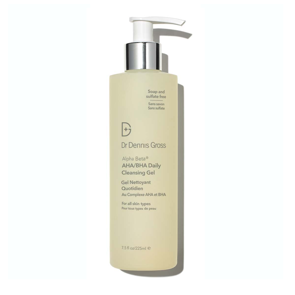 Dr. Dennis Gross Alpha Beta daily cleansing gel bottle for deep cleanse and makeup removal.