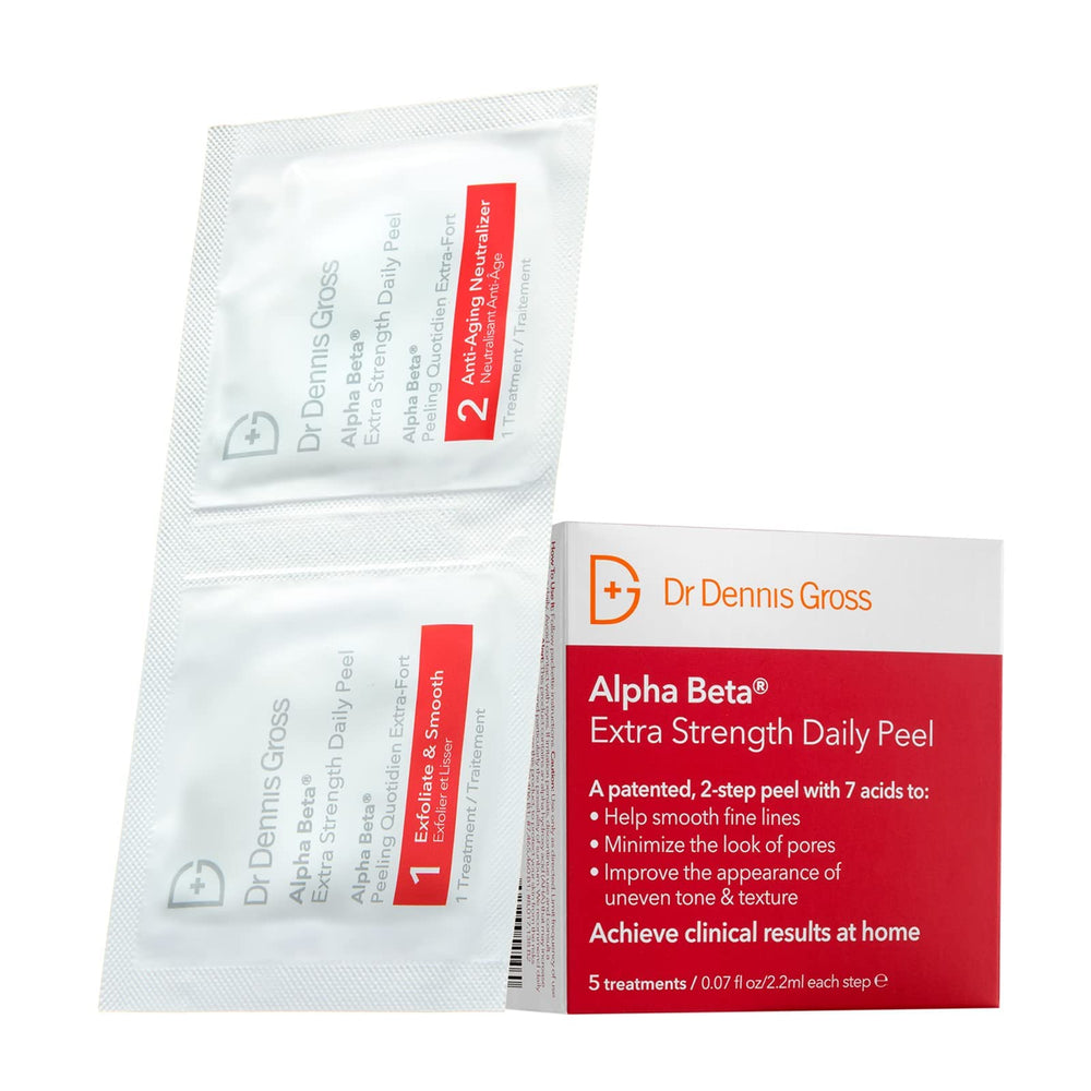 Dr Dennis Gross Alpha Beta Daily Peel step-1 pads close-up show potent exfoliation for radiant skin