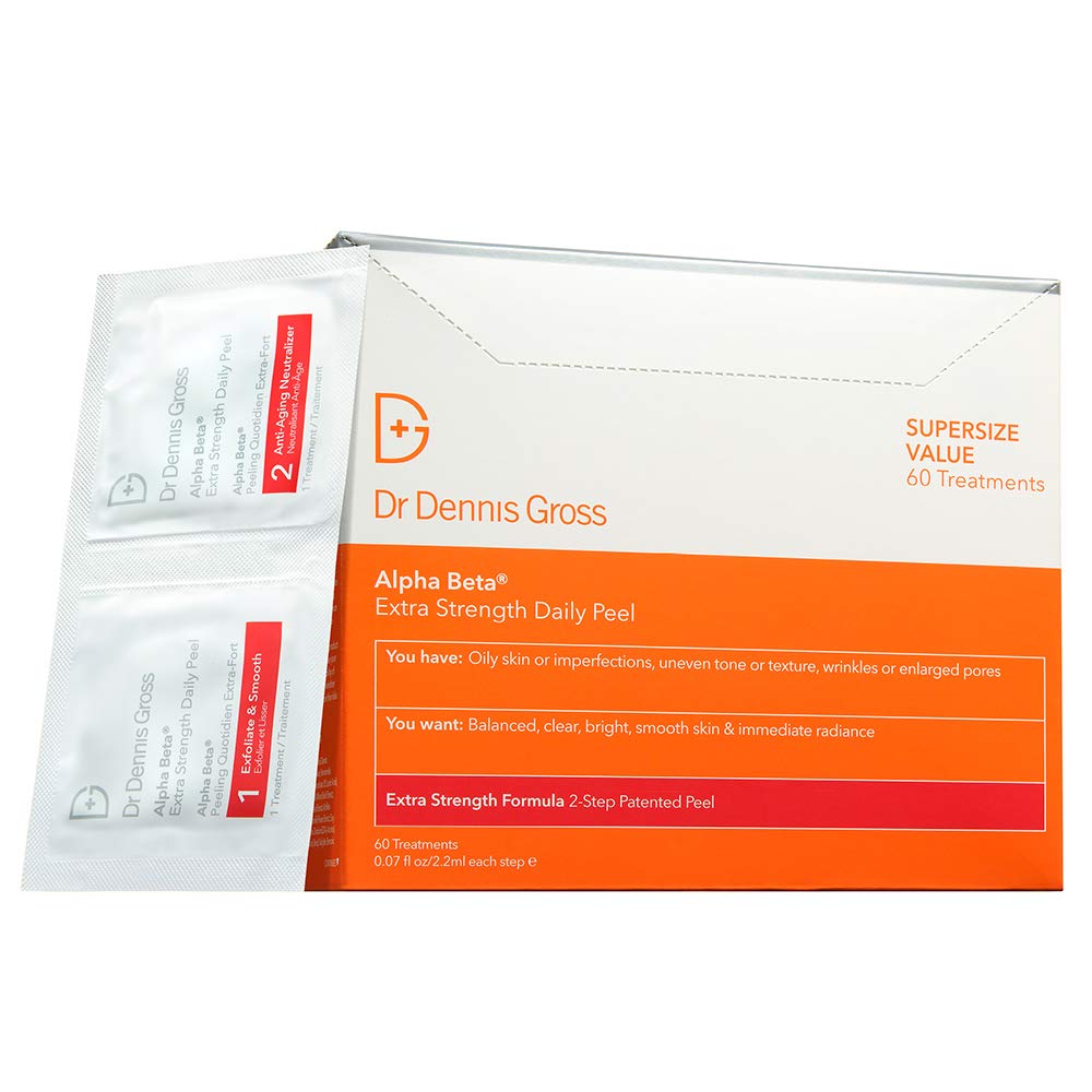 Dr Dennis Gross Alpha Beta Extra Strength Daily Peel towelettes in a packet for stronger exfoliation