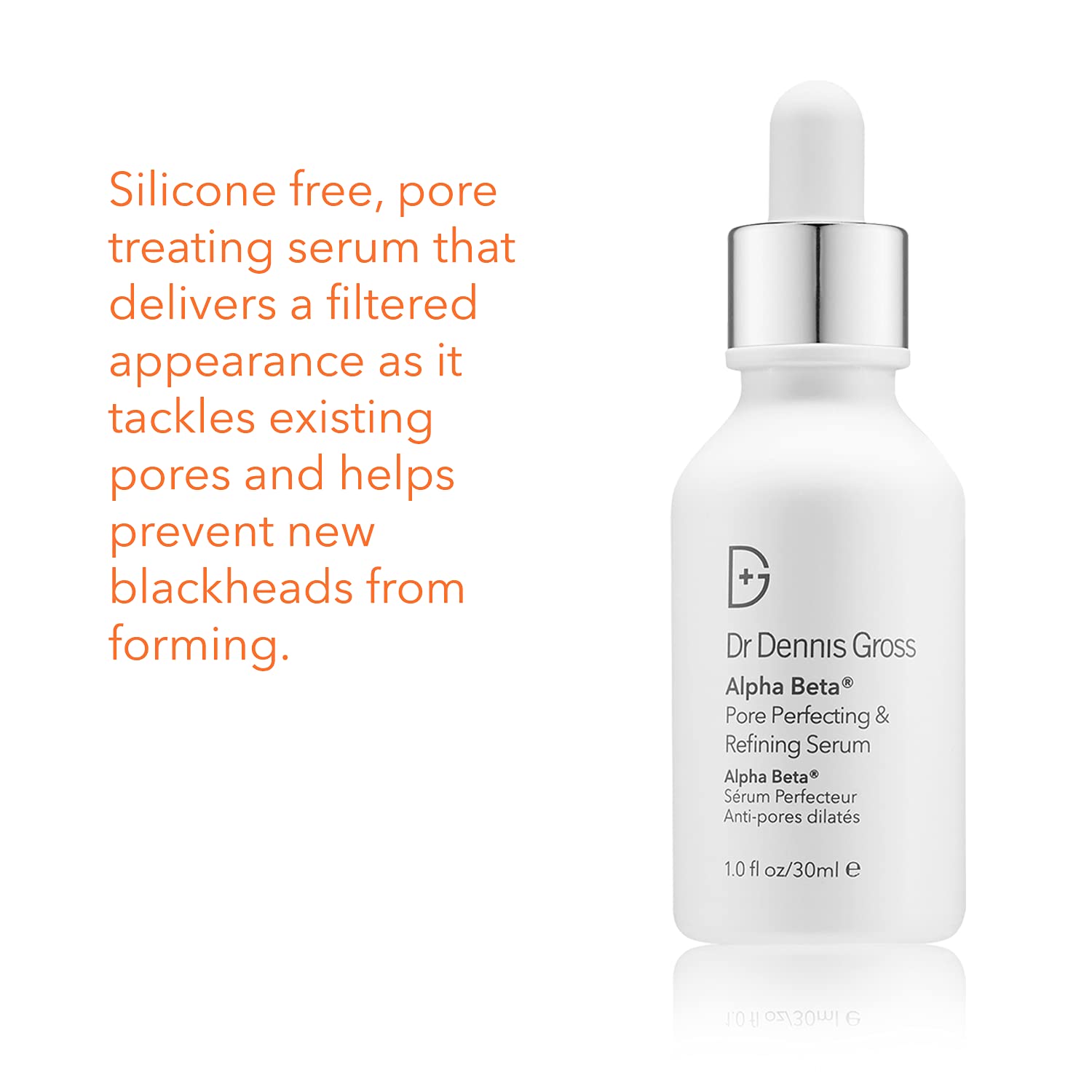 Dr Dennis Gross Alpha Beta Serum closeup texture shows lightweight, fast-absorbing finish.