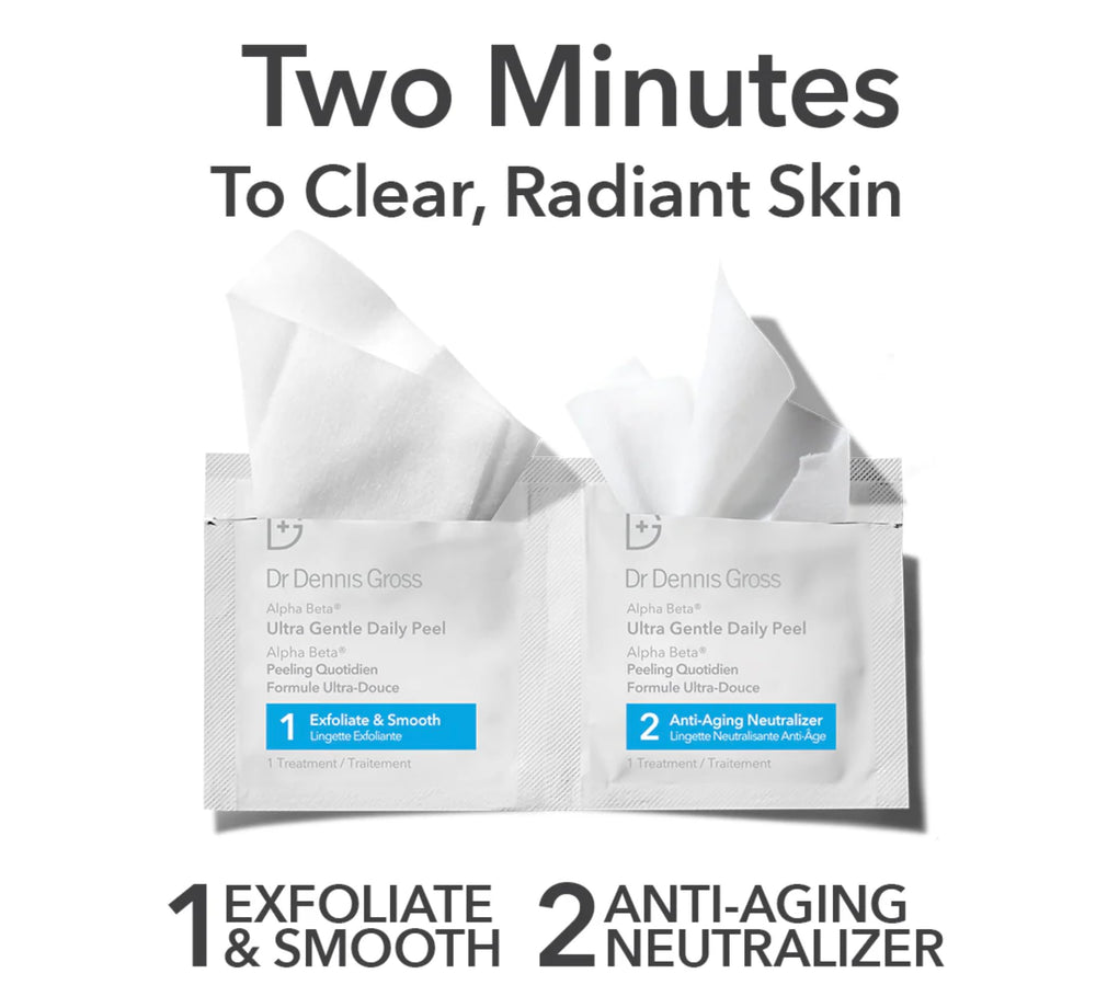 Dr Dennis Gross Step 1 application demonstrates gentle exfoliation for smoother skin texture.