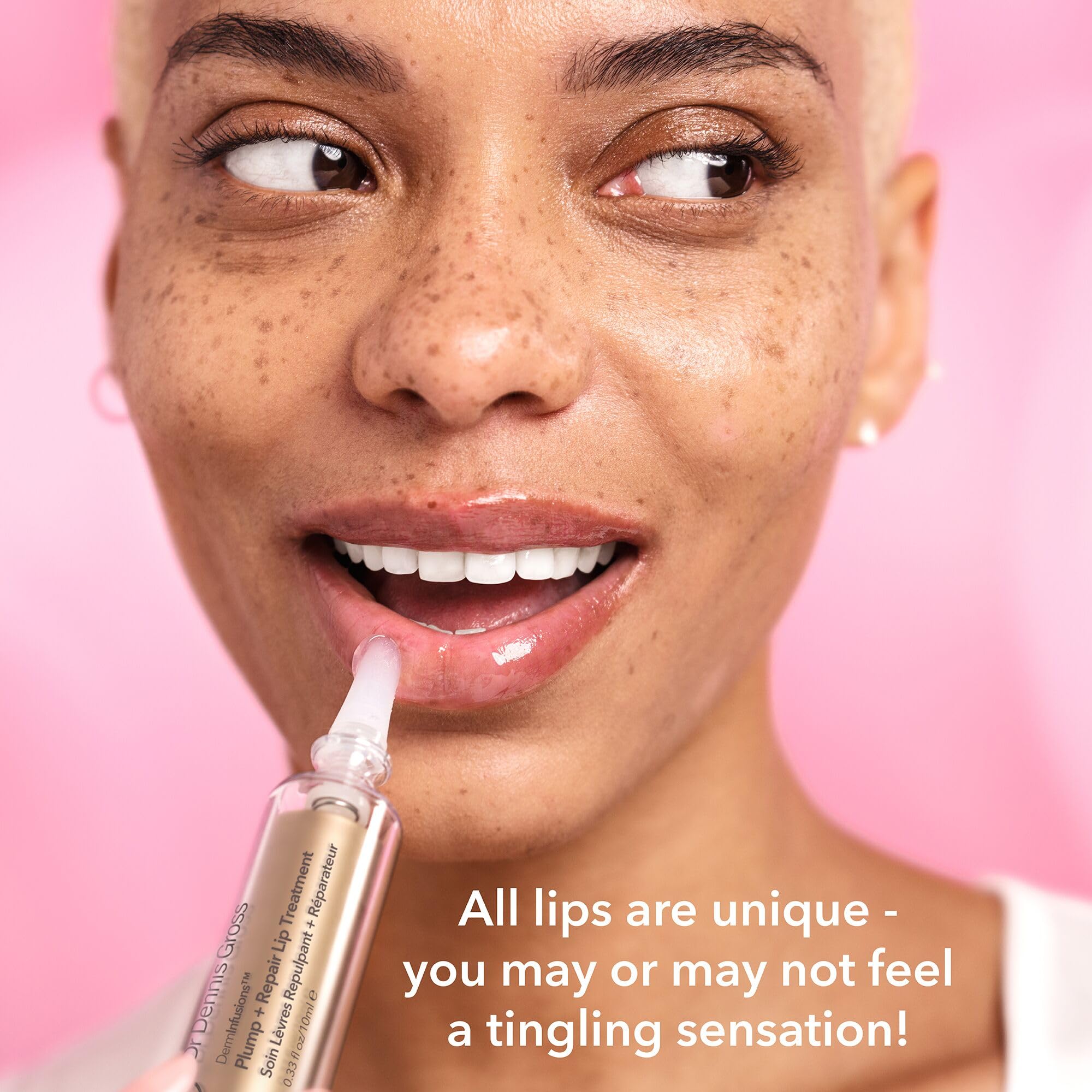 Dr Dennis Gross DermInfusions lip treatment packaging on shelf highlighting hydration.