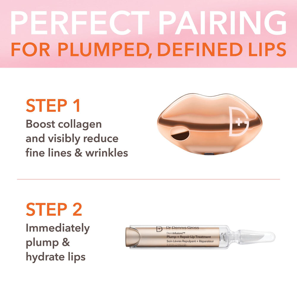 Dr Dennis Gross DermInfusions lip treatment on clean surface in a retail setting.