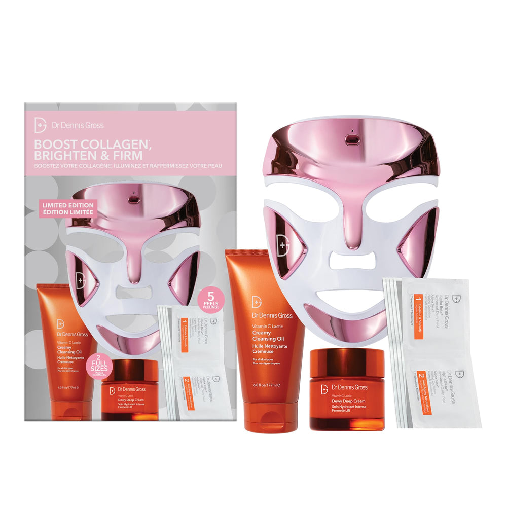 Dr Dennis Gross dpl FaceWare Pro pink LED mask for at-home radiance and potential collagen support
