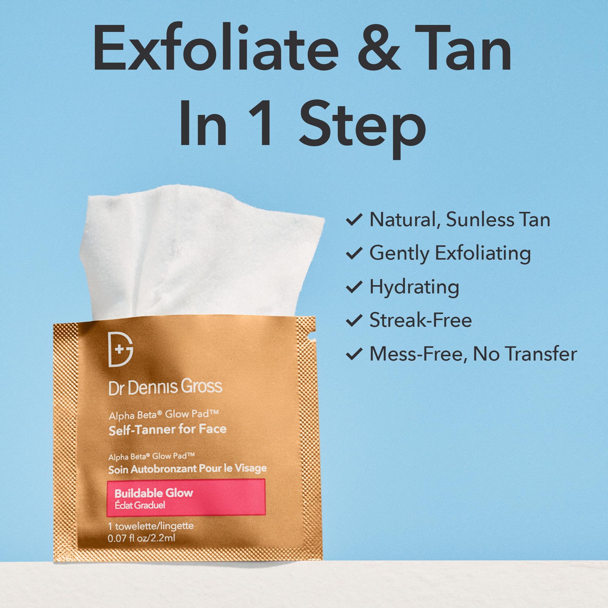 Dr Dennis Gross Glow Pad buildable glow develops in about an hour.