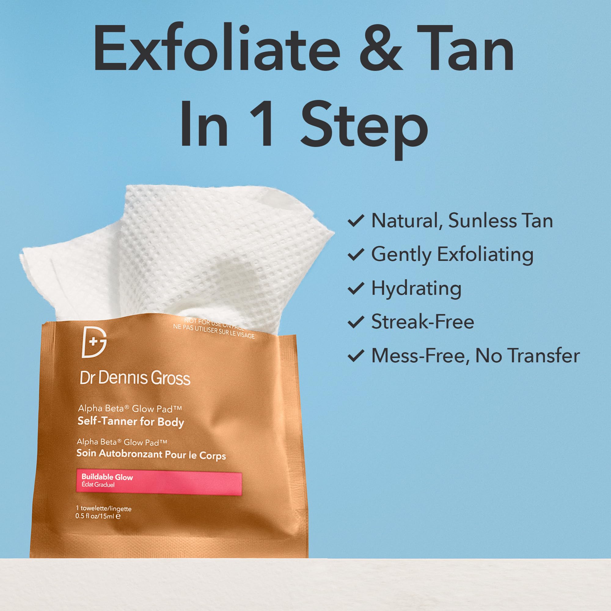 Dr Dennis Gross Glow Pad Self-Tanner hydrating formula with vitamin E