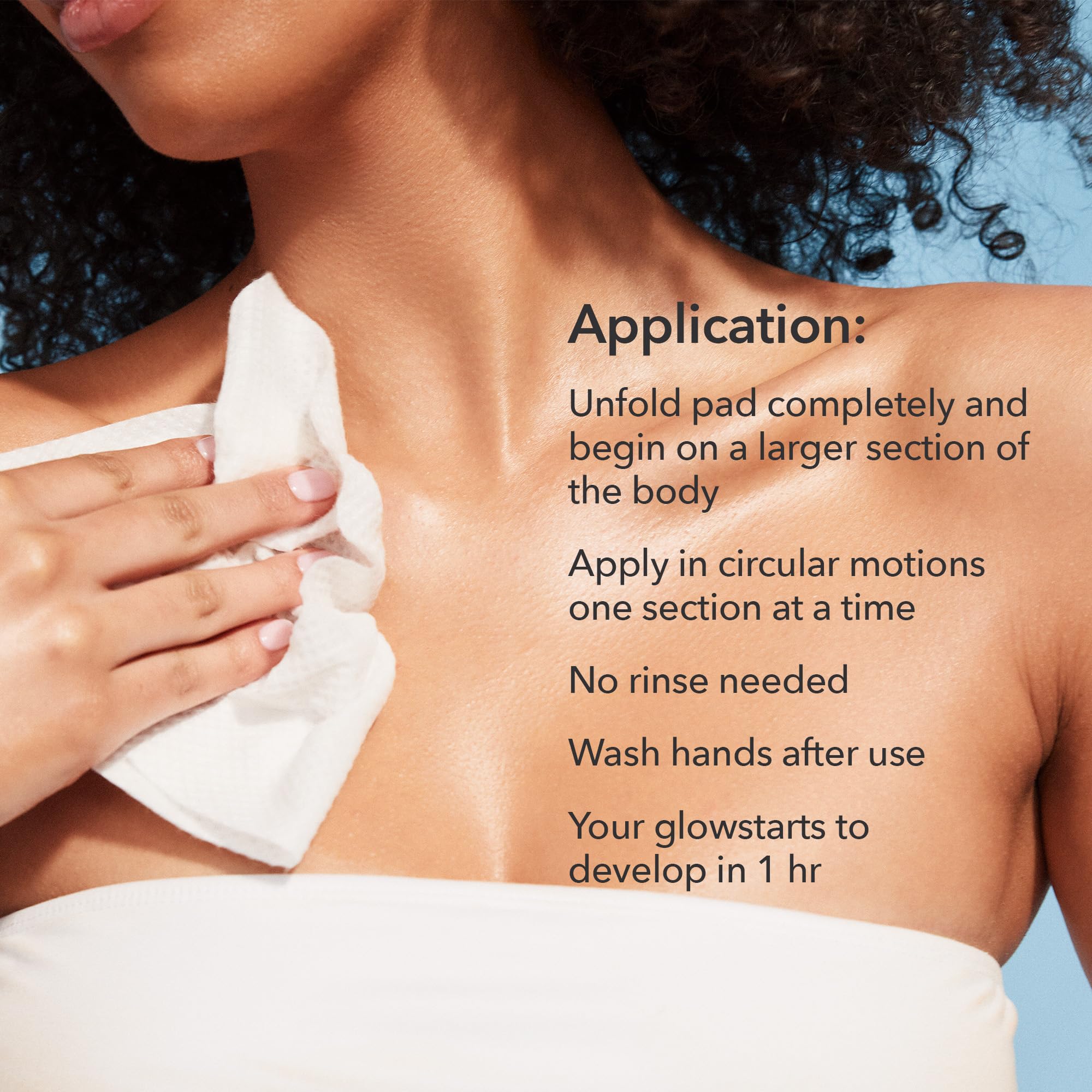 Dr Dennis Gross Glow Pad Self-Tanner no-transfer finish on skin after application