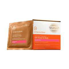 Dr Dennis Gross Glow Pad Self-Tanner packaging shows sleek at-home tanning solution