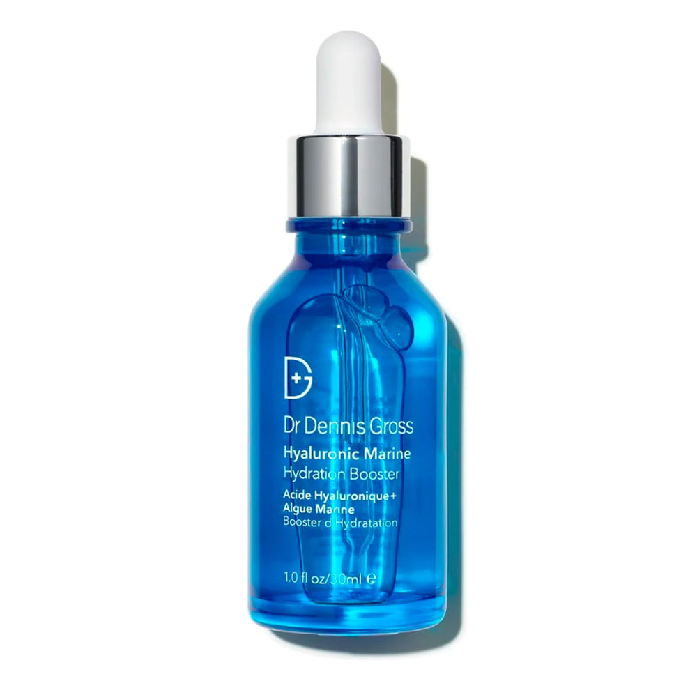 Dr Dennis Gross Hyaluronic Marine Hydration Booster bottle delivers weightless hydration for dewy skin