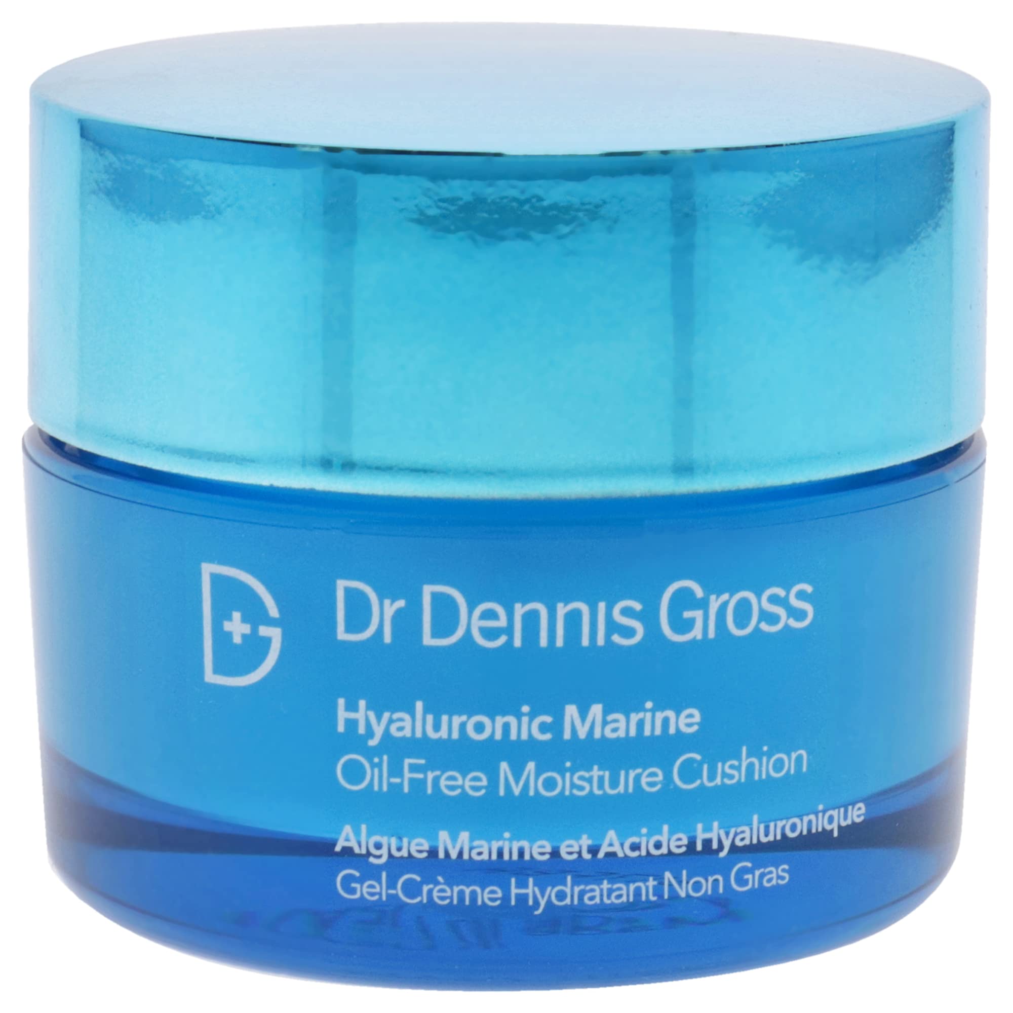 Dr Dennis Gross Hyaluronic Marine Moisture Cushion texture swirl highlights lightweight moisture.