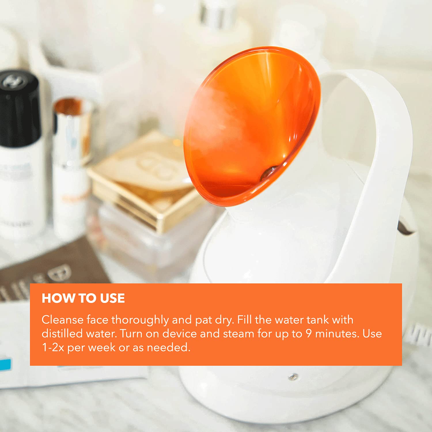 Dr Dennis Gross Pro Facial Steamer shows automatic safety shut-off feature.