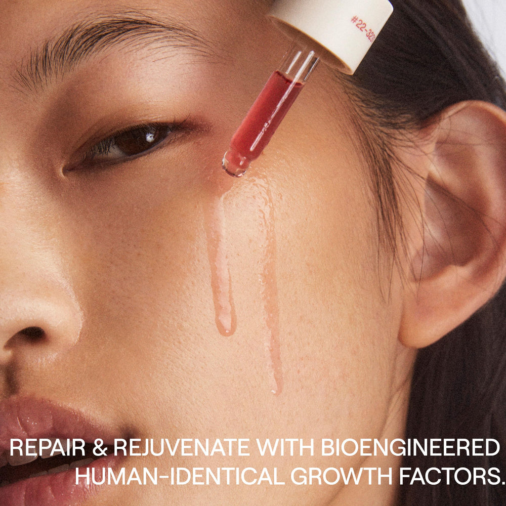 Bottled serum with clean, fragrance-free profile suitable for sensitive skin.