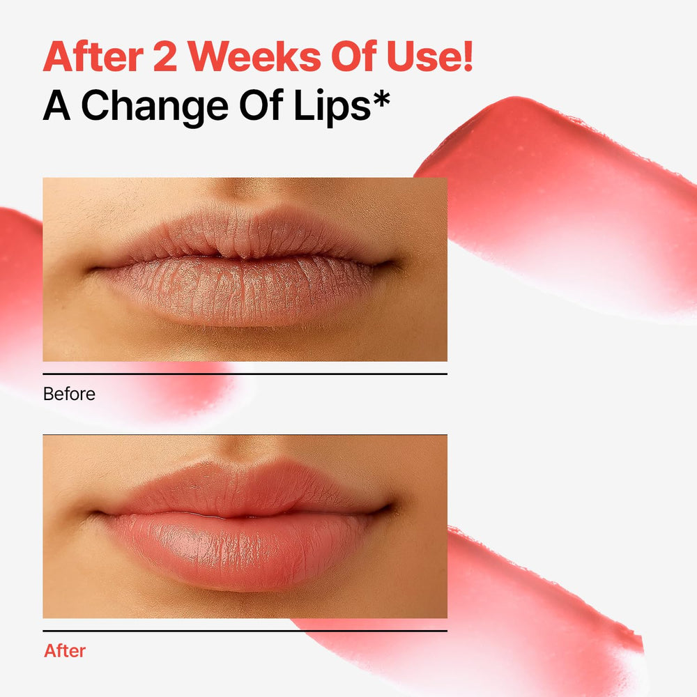 Dr.Different retinal lip balm tinted applied on lips with smooth glide.