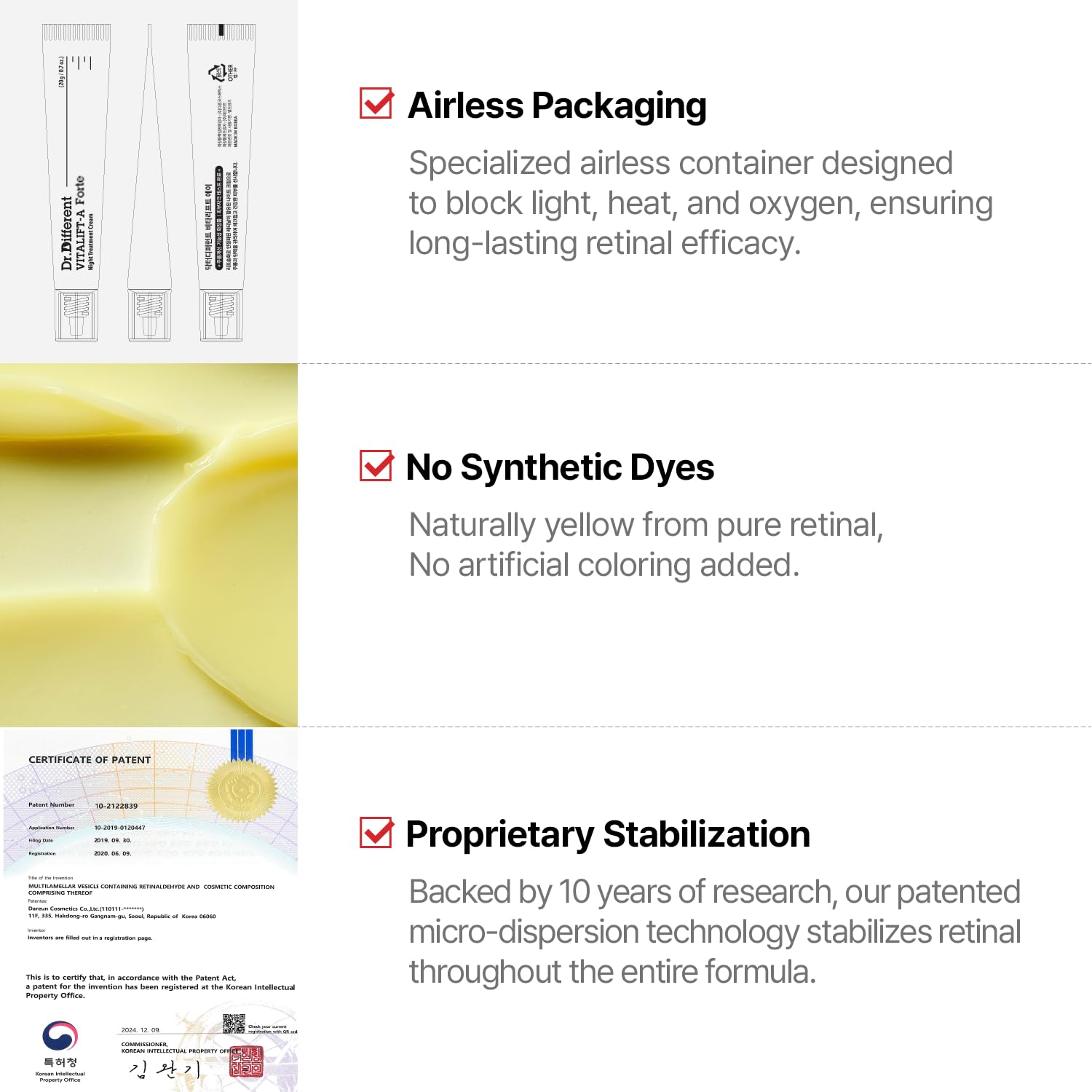 Dr.Different VITALIFT-A Forte firming action visual hints at lifted-looking skin