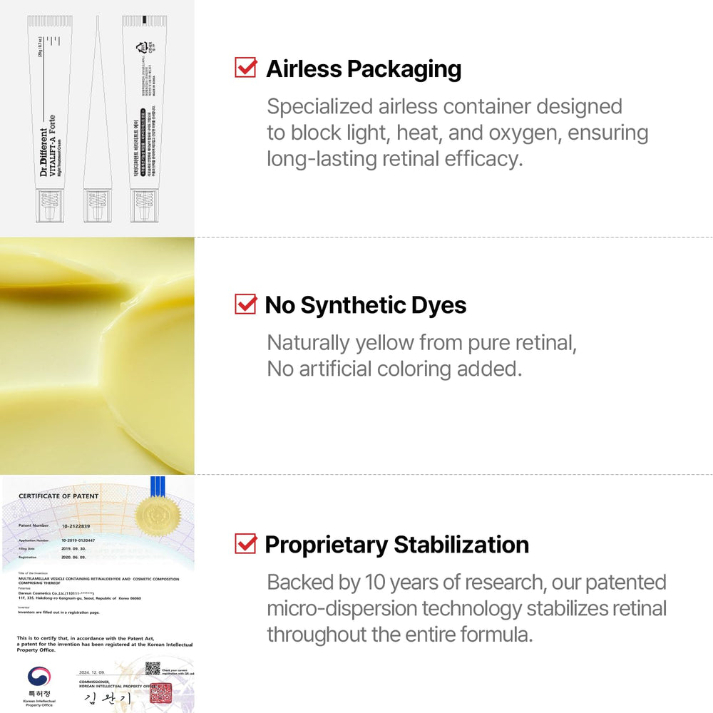 Dr.Different VITALIFT-A Forte firming action visual hints at lifted-looking skin