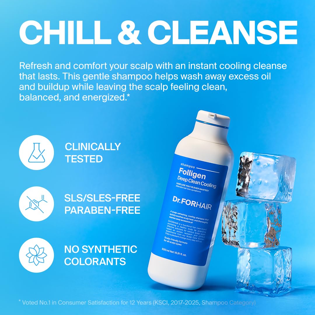 Dr.FORHAIR Folligen cooling effect close-up showing refreshing sensation
