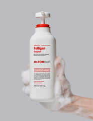 DR.FORHAIR Folligen Original Shampoo packaging set showcases comprehensive hair care benefits