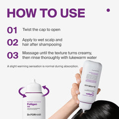 DR.FORHAIR Folligen Silk Treatment application on hair showing instant root lift