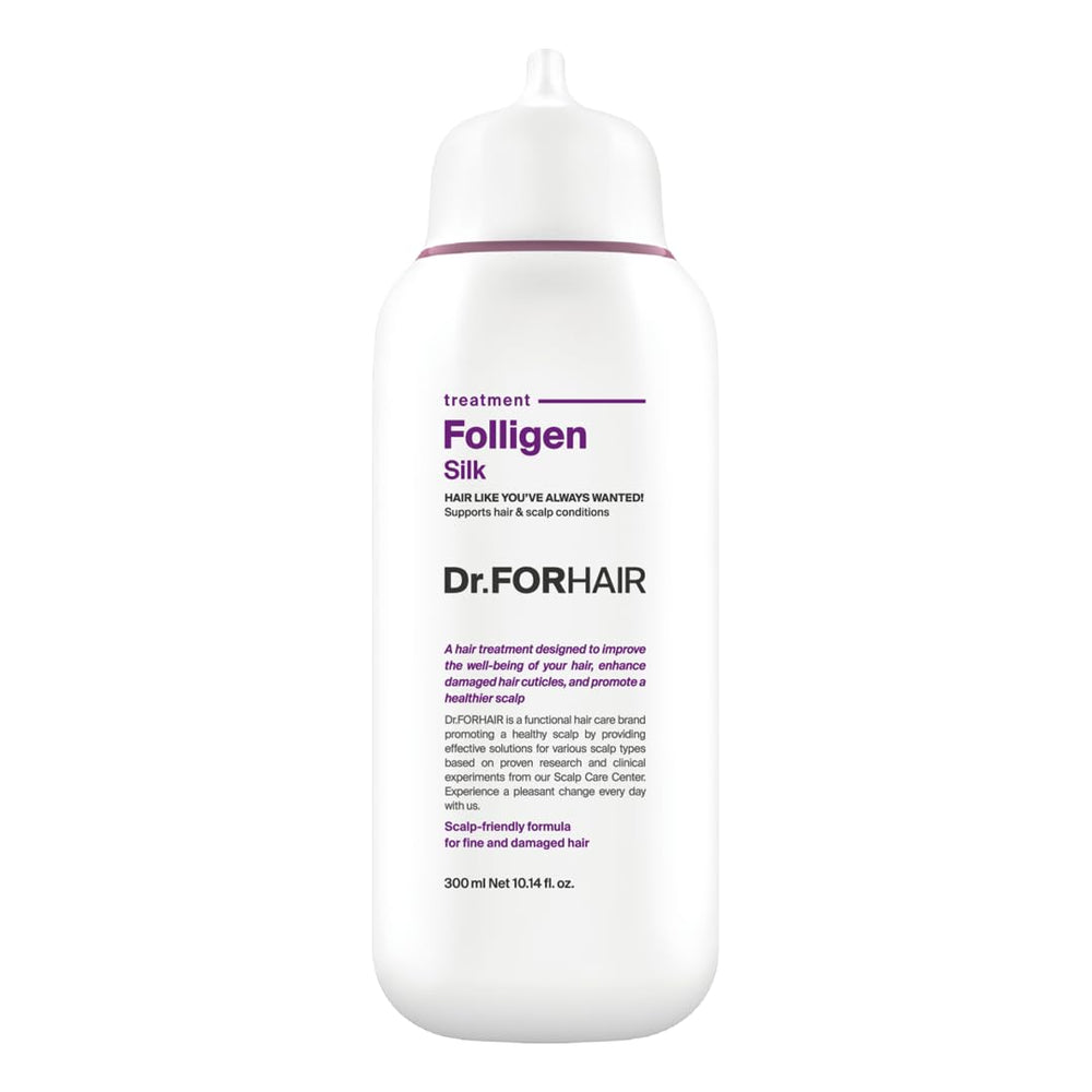 DR.FORHAIR Folligen Silk Treatment bottle close-up for hydrating scalp care and hair nourishment