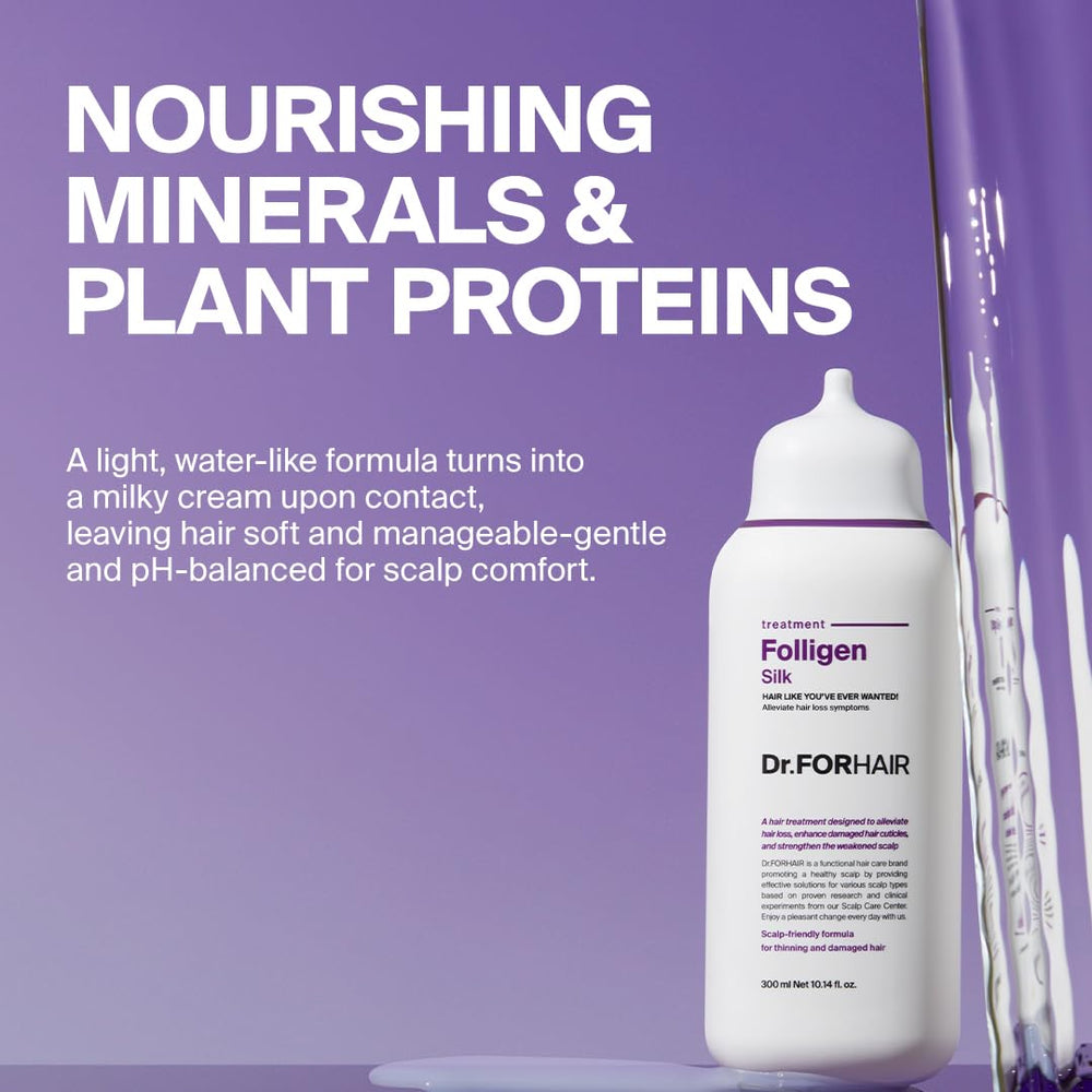 DR.FORHAIR Folligen Silk Treatment after-use appearance of fuller-looking hair