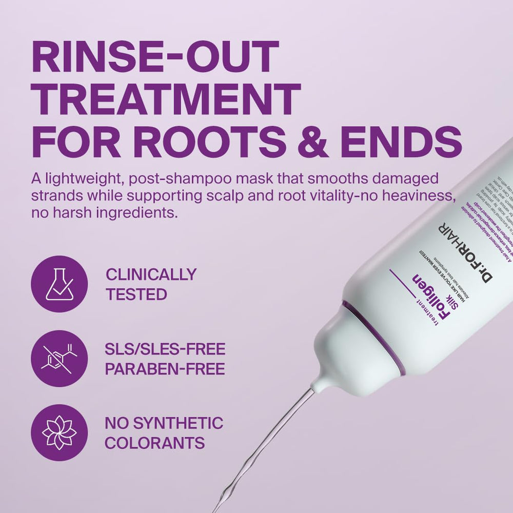 DR.FORHAIR Folligen Silk Treatment packaging highlighting premium formulation for damaged hair