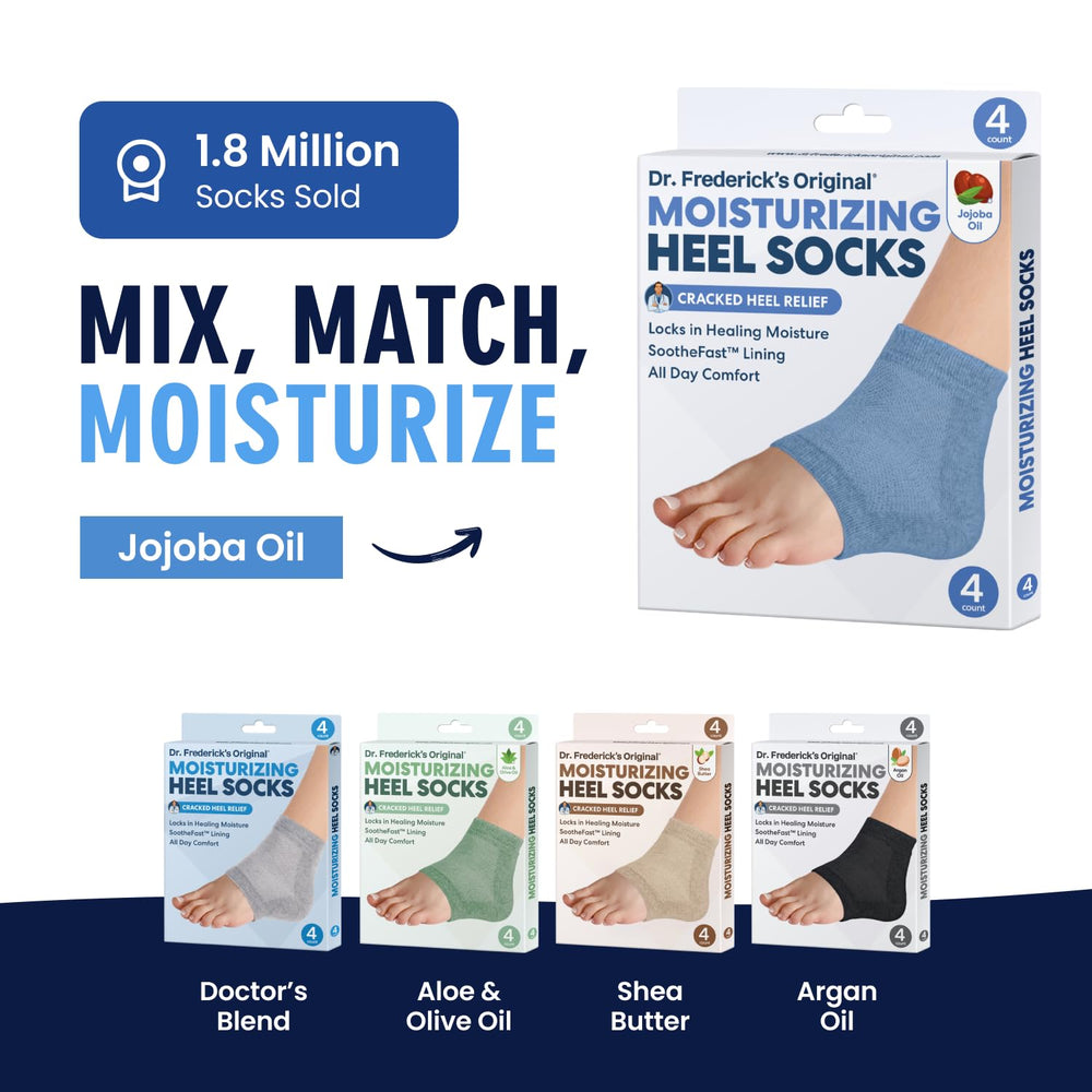 Dr. Frederick's Original blue jojoba infusion closeup emphasizes nourishing skin with jojoba, mint and vitamin E.