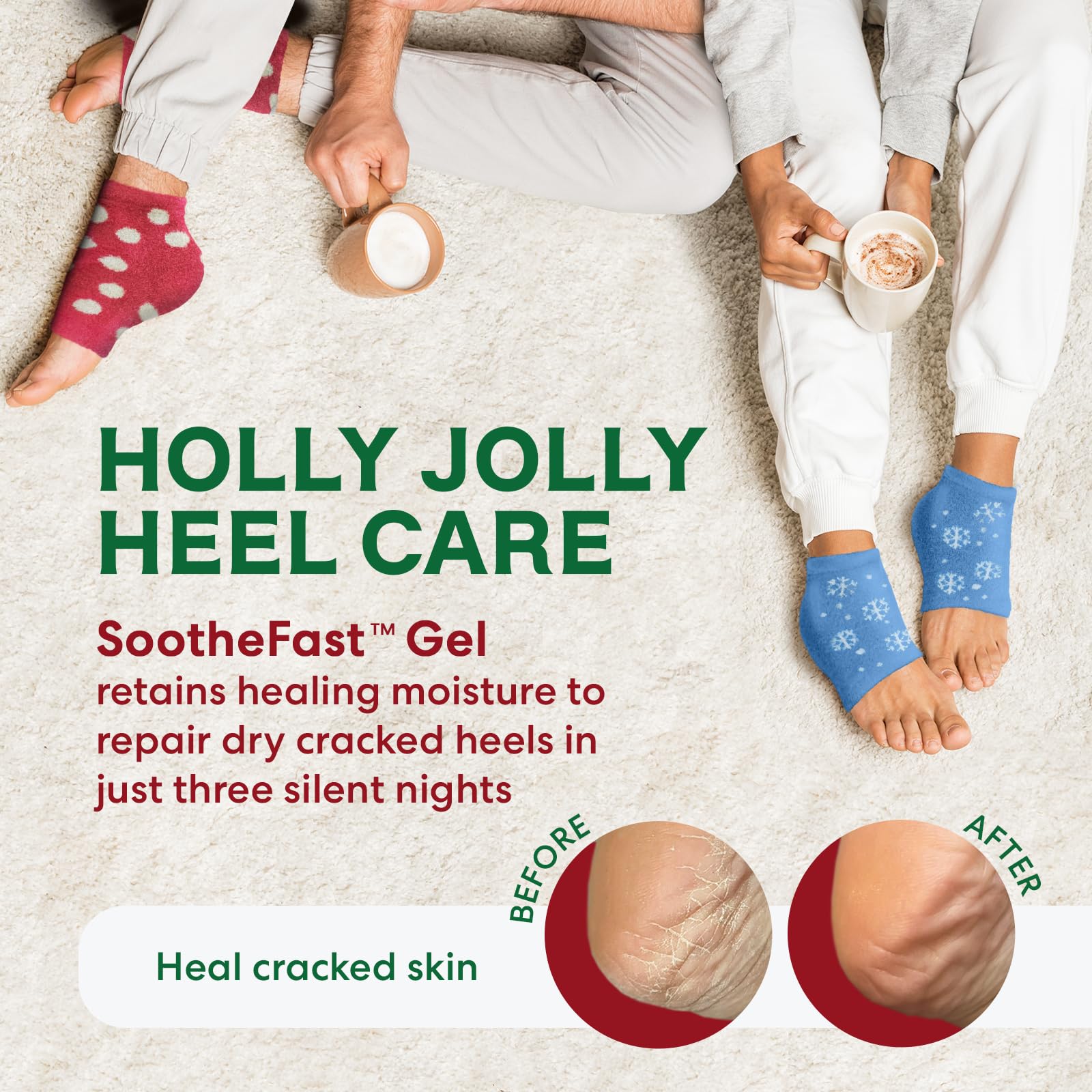 Dr. Frederick's Original fuzzy heel socks gel lining closeup demonstrates moisture-locking comfort