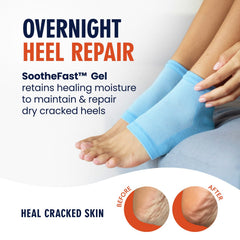 Dr. Frederick's Original gel-lined heel socks close-up shows hydrating gel technology.
