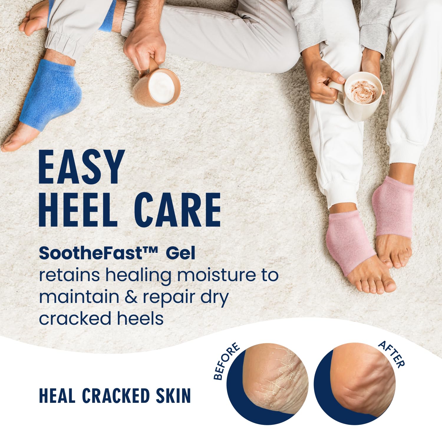 Dr. Frederick's Original gel-lined sleep socks closeup highlighting moisture-locking technology.