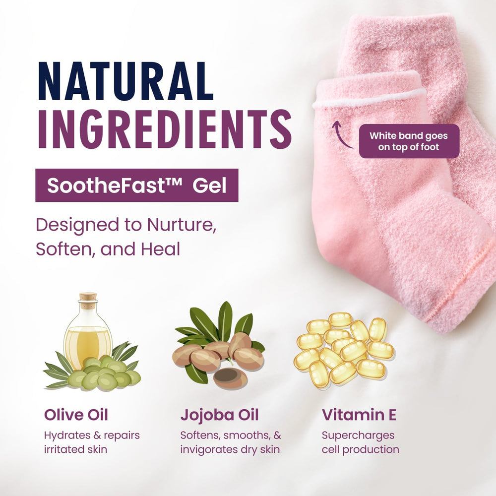 Dr. Frederick's Original hand washable heel socks make pampering easy after a long day.