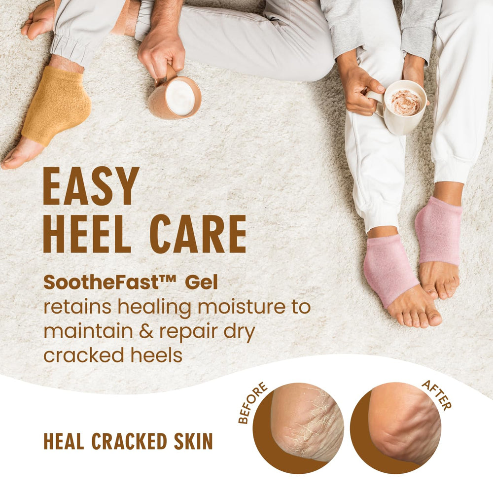 Dr. Frederick's Original Moisturizing Fuzzy Heel Socks closeup gel lining locks in moisture.