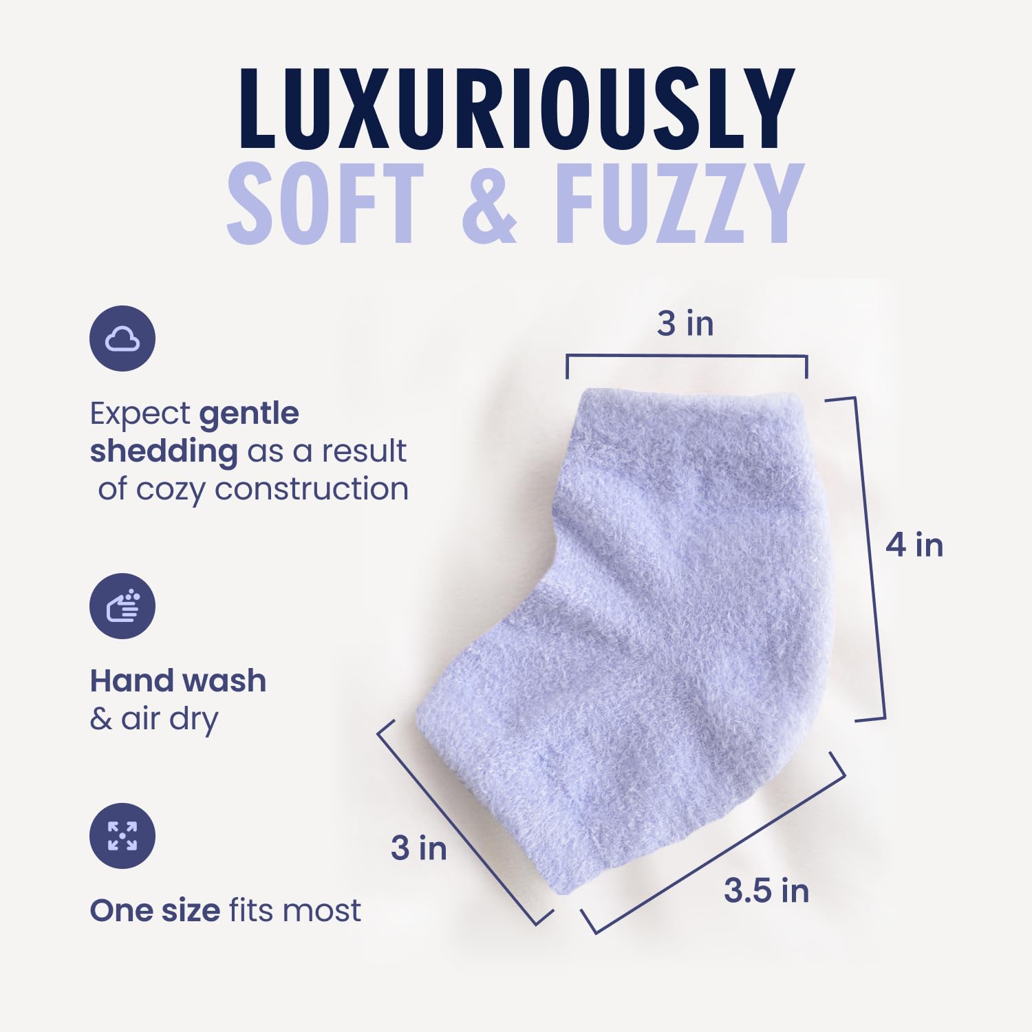Dr Frederick's Original fuzzy heel socks resting on bed highlight overnight moisture
