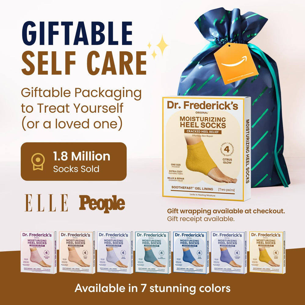 Dr. Frederick's Original Moisturizing Fuzzy Heel Socks nourishing essential oils for pampered feet.