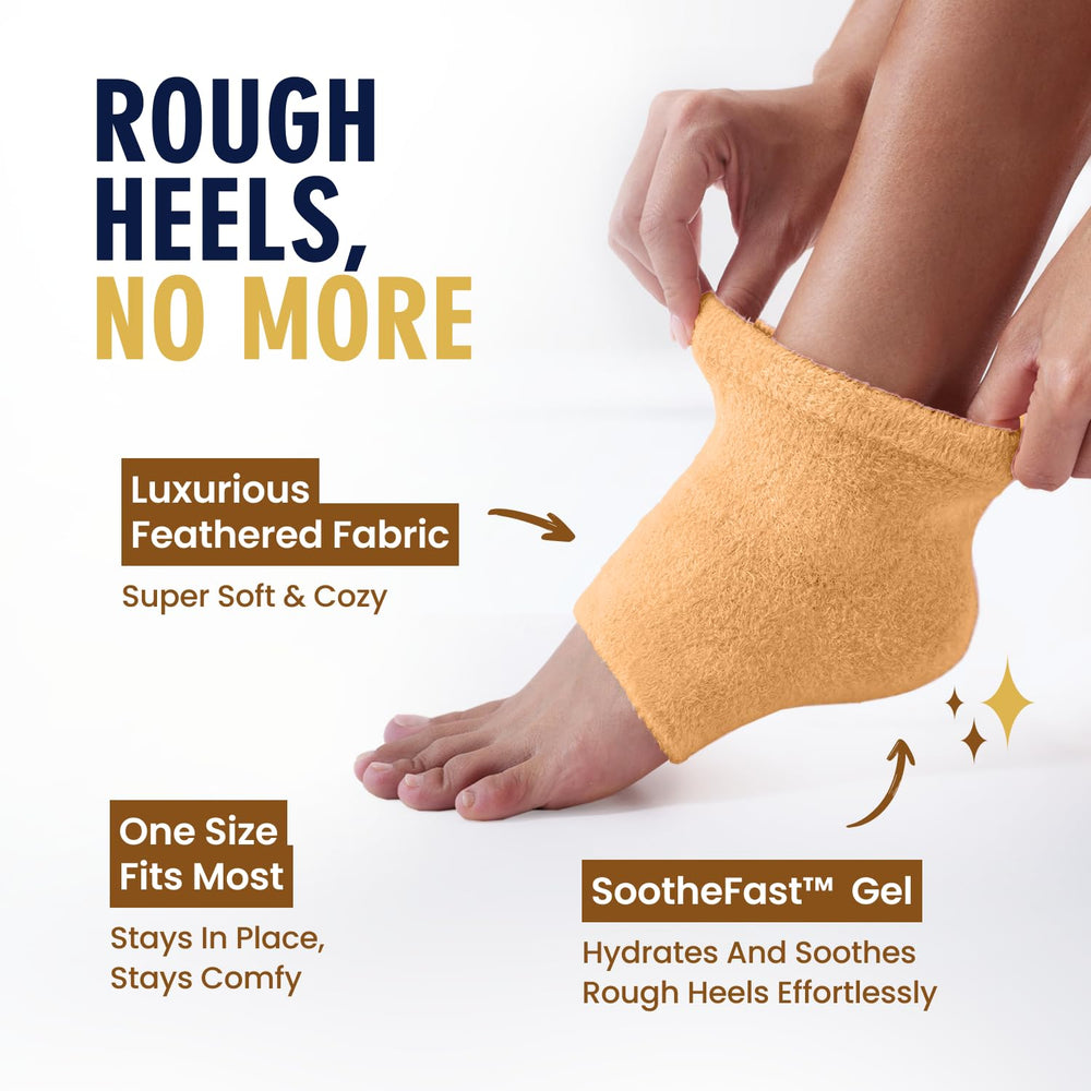 Dr. Frederick's Original Moisturizing Fuzzy Heel Socks overnight use supports soft feet.