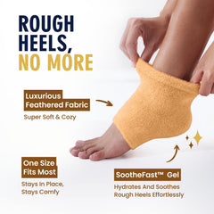 Dr. Frederick's Original Moisturizing Fuzzy Heel Socks overnight use supports soft feet.