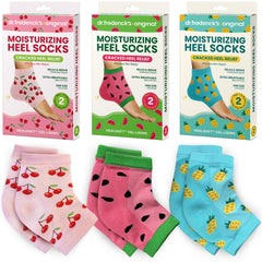 Dr. Frederick's Original Moisturizing Heel Socks 3-pair packaging for stocking stuffer hydration.
