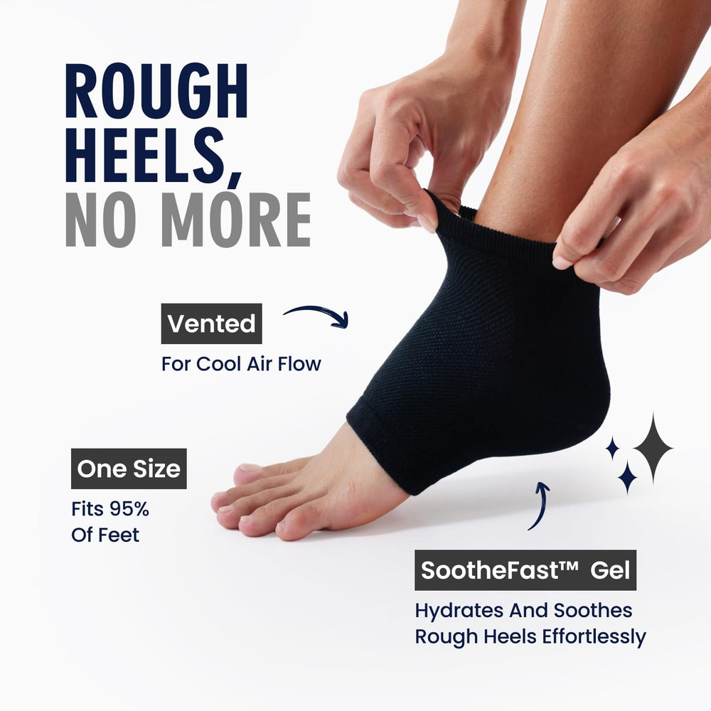Dr Frederick's Original heel socks gel-lined heel for moisture retention.