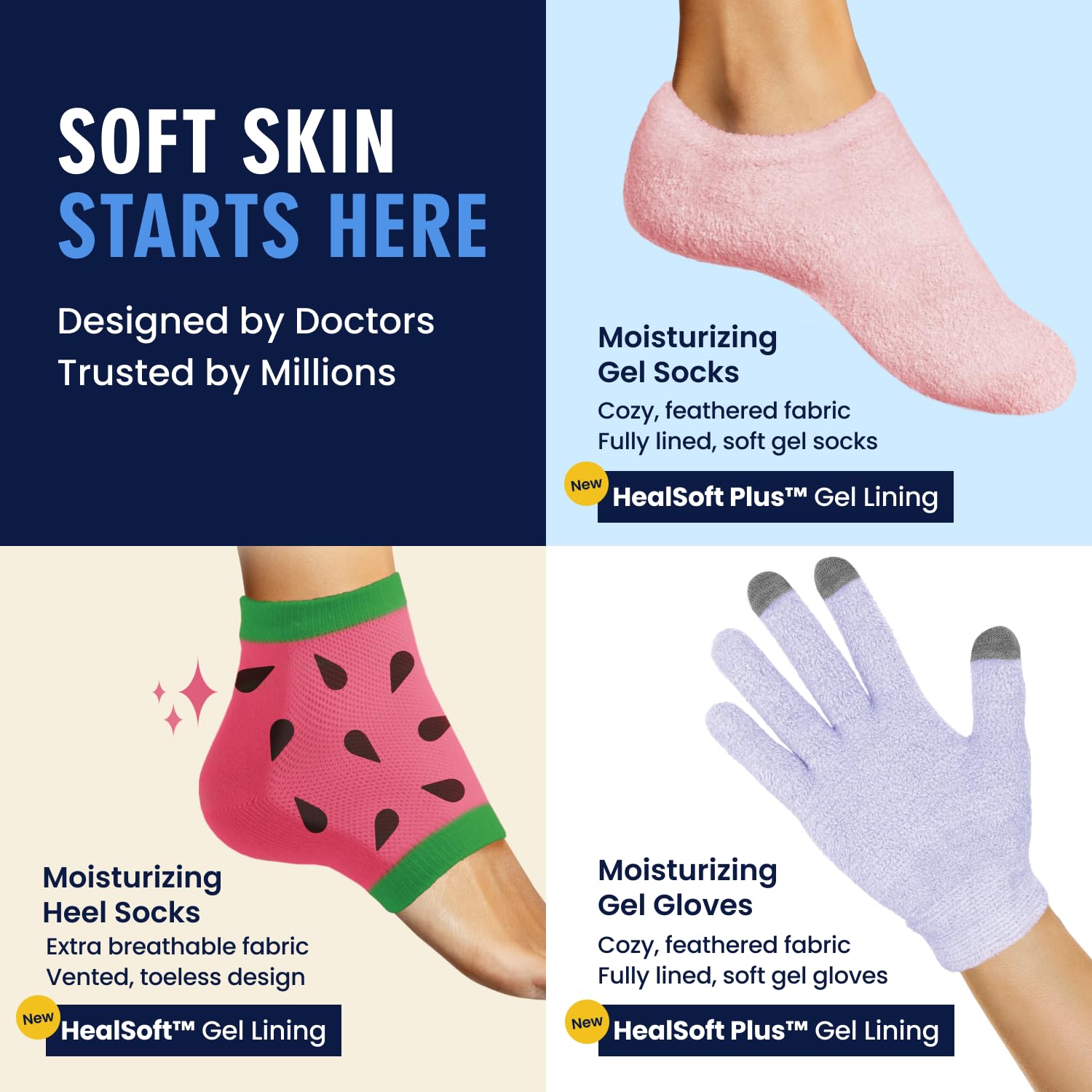 Stocking-stuffer ready packaging showing Dr. Frederick's Moisturizing Heel Socks.