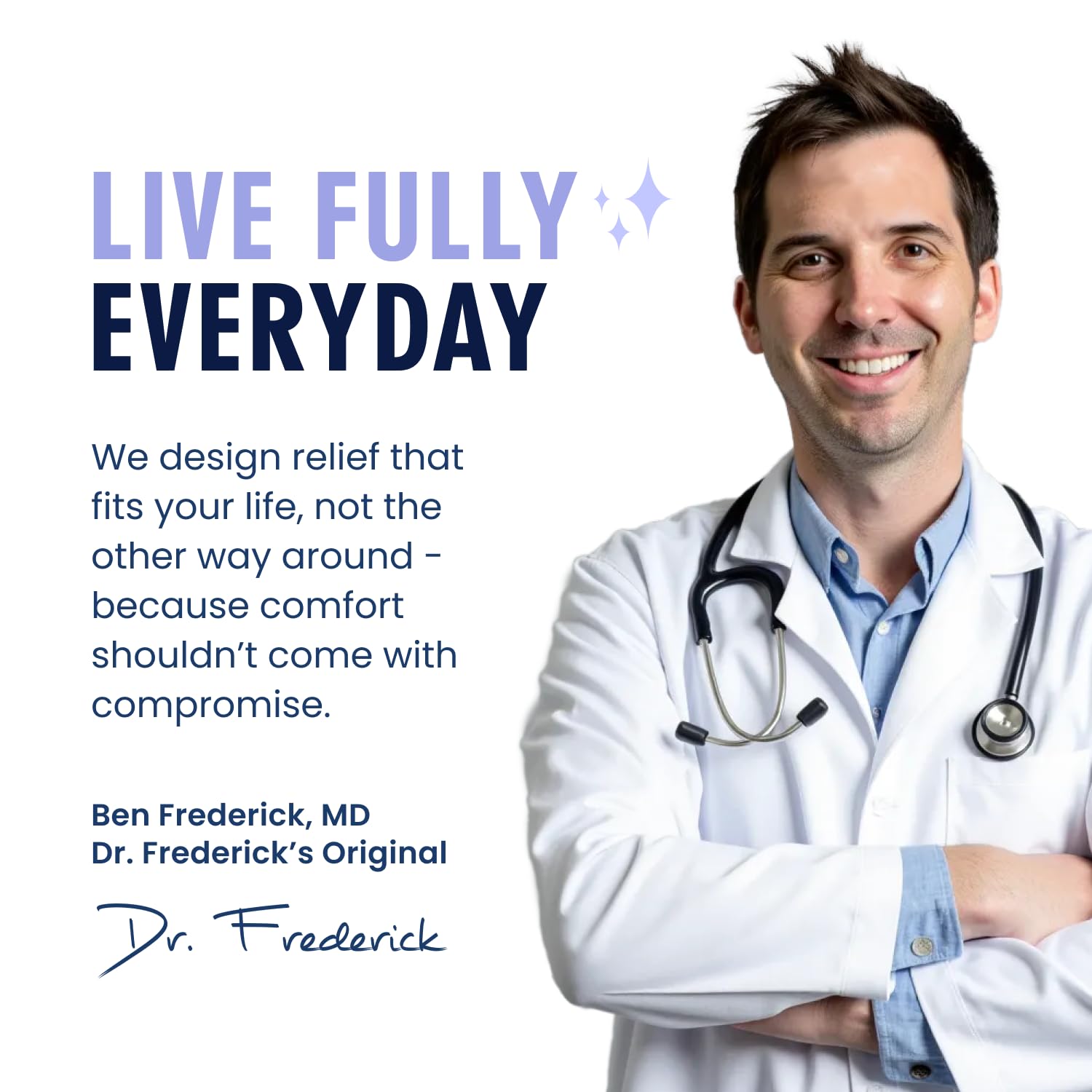 Dr. Frederick's Original night-time foot-care routine approach for easy self-care.
