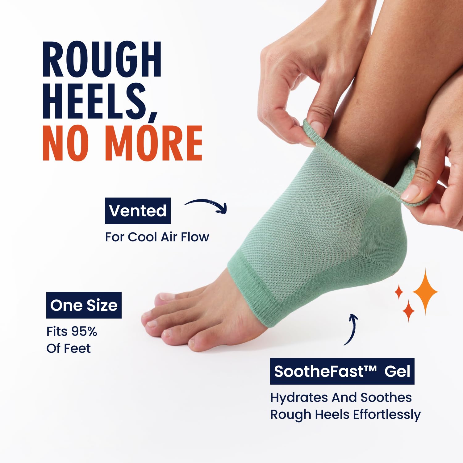 Dr. Frederick's Original overnight heel treatment on foot for at-home care.