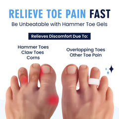 Dr. Frederick's Original toe cushion placed between toes to reduce friction and irritation.