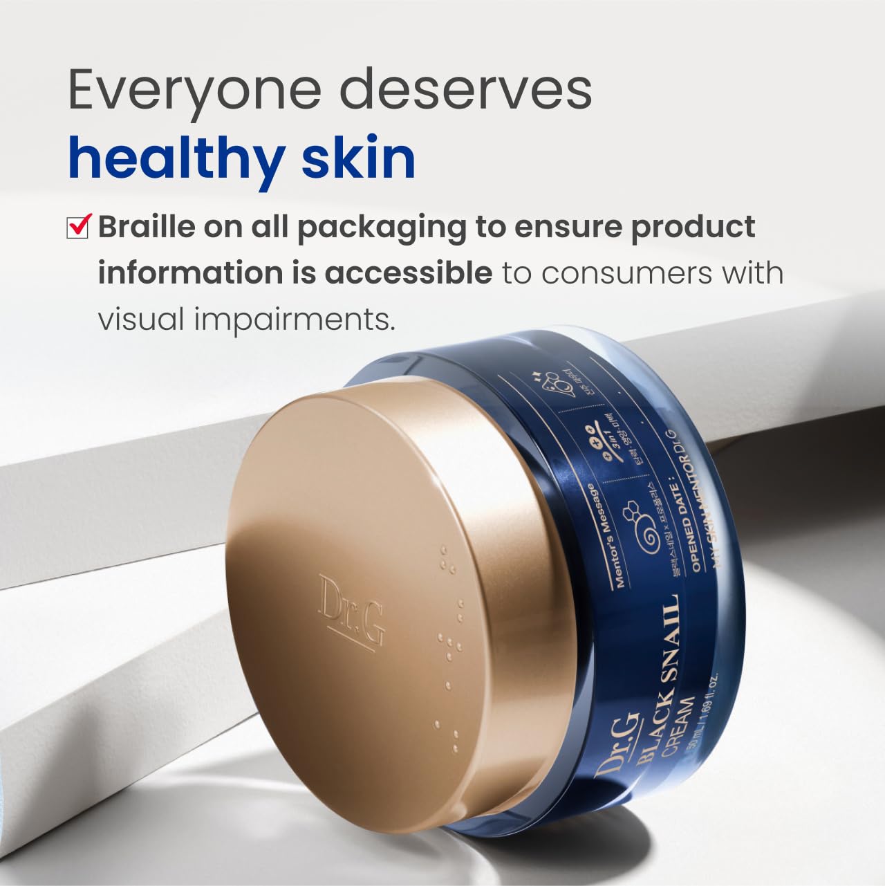 Dr. G Black Snail Cream packaging box display for premium skincare