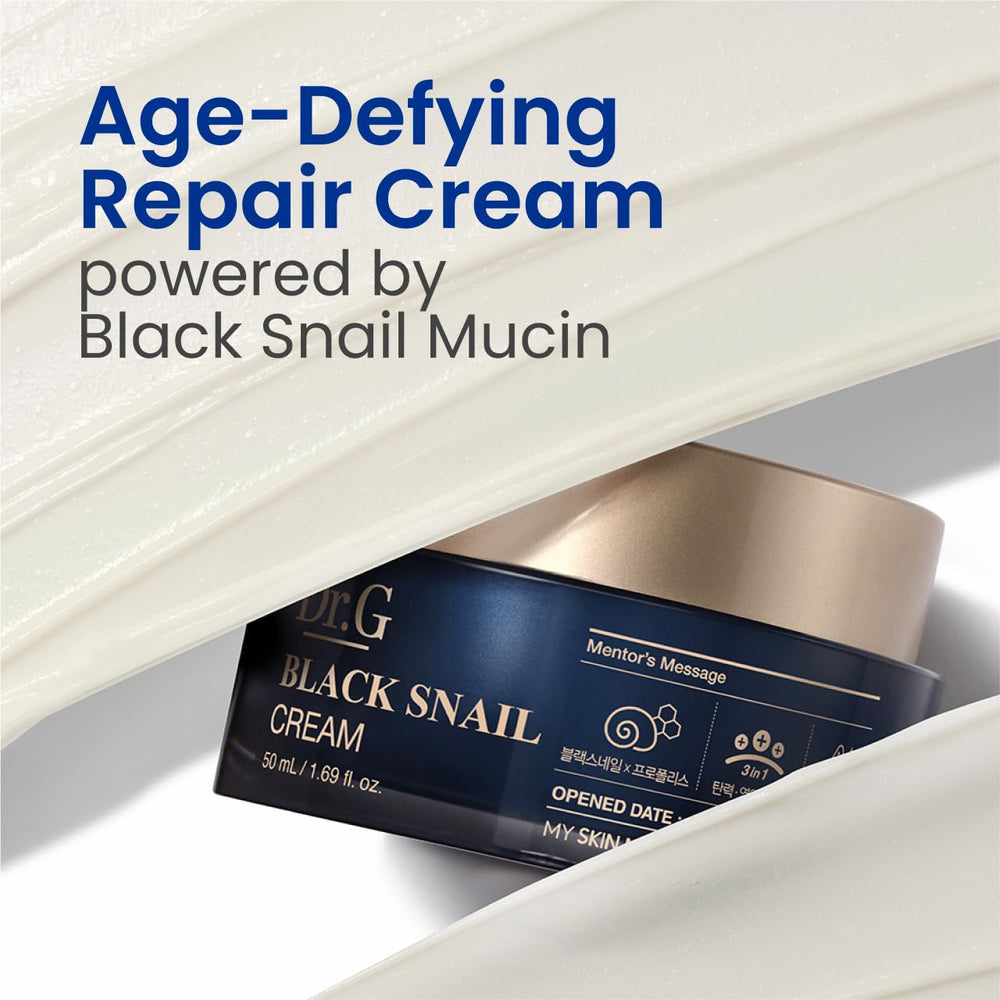 Dr. G Black Snail Cream texture swatch highlighting smoothing potential