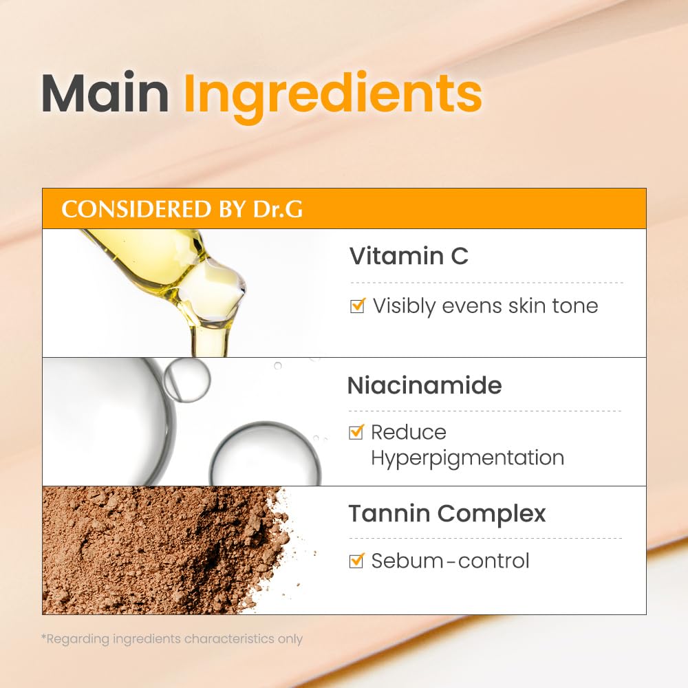 Dr.G tinted sunscreen being dispensed showing lightweight texture for daily wear.