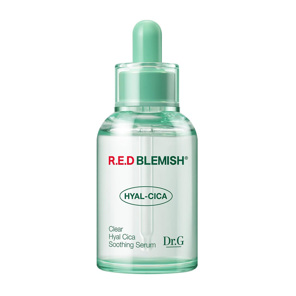 Dr.G R.E.D. blemish clear serum bottle close-up highlighting premium packaging for easy storage