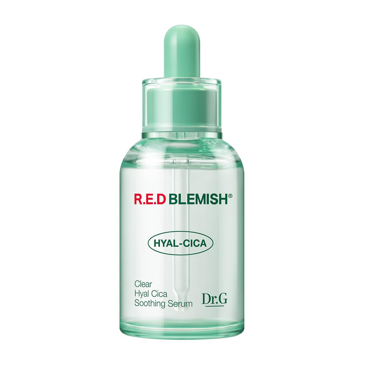 Dr.G R.E.D. blemish clear serum bottle close-up highlighting premium packaging for easy storage