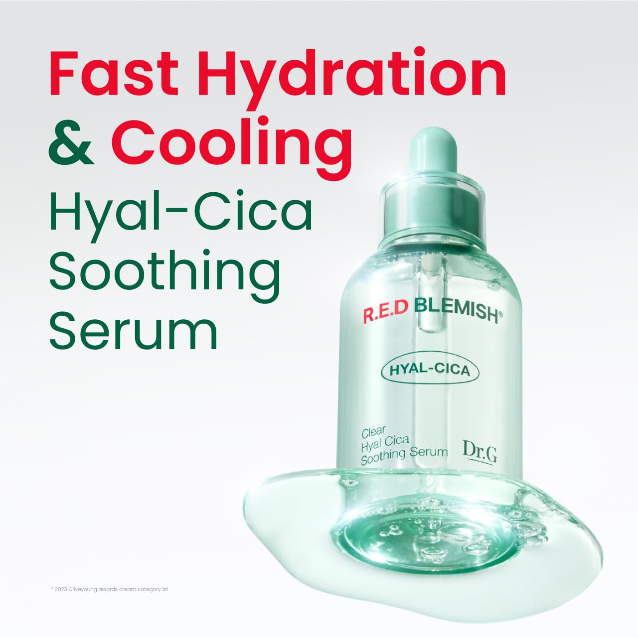 Dr.G R.E.D. blemish clear serum pump demonstrates mess-free, quick daily application