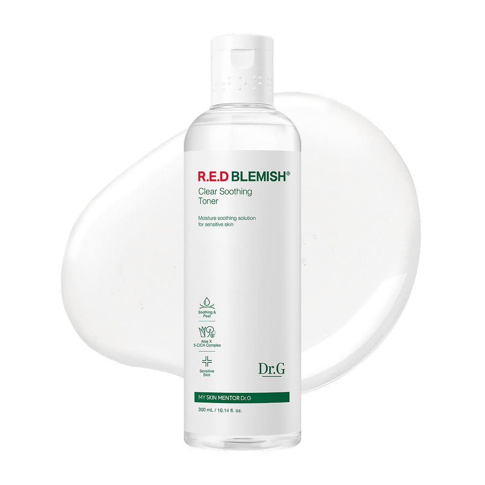 Dr.G R.E.D. Blemish Clear toner bottle front view supports gentle hydration and glow.