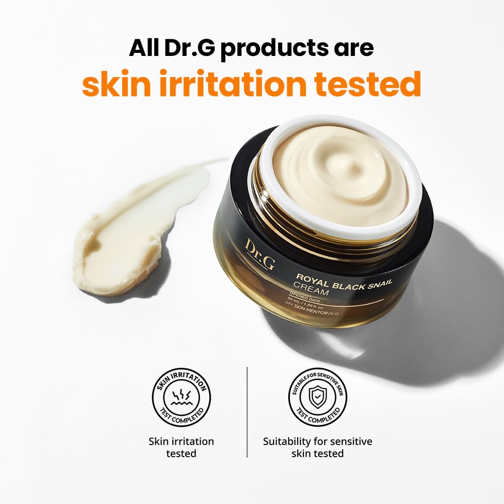 Dr.G Royal Black Snail Cream in-use shot conveys daily nourishment and glow.